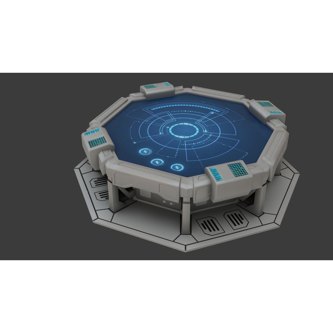 Sci-fi Work Bench 3D Model – Low Poly PBR Game Asset, Blender, FBX - View 30
