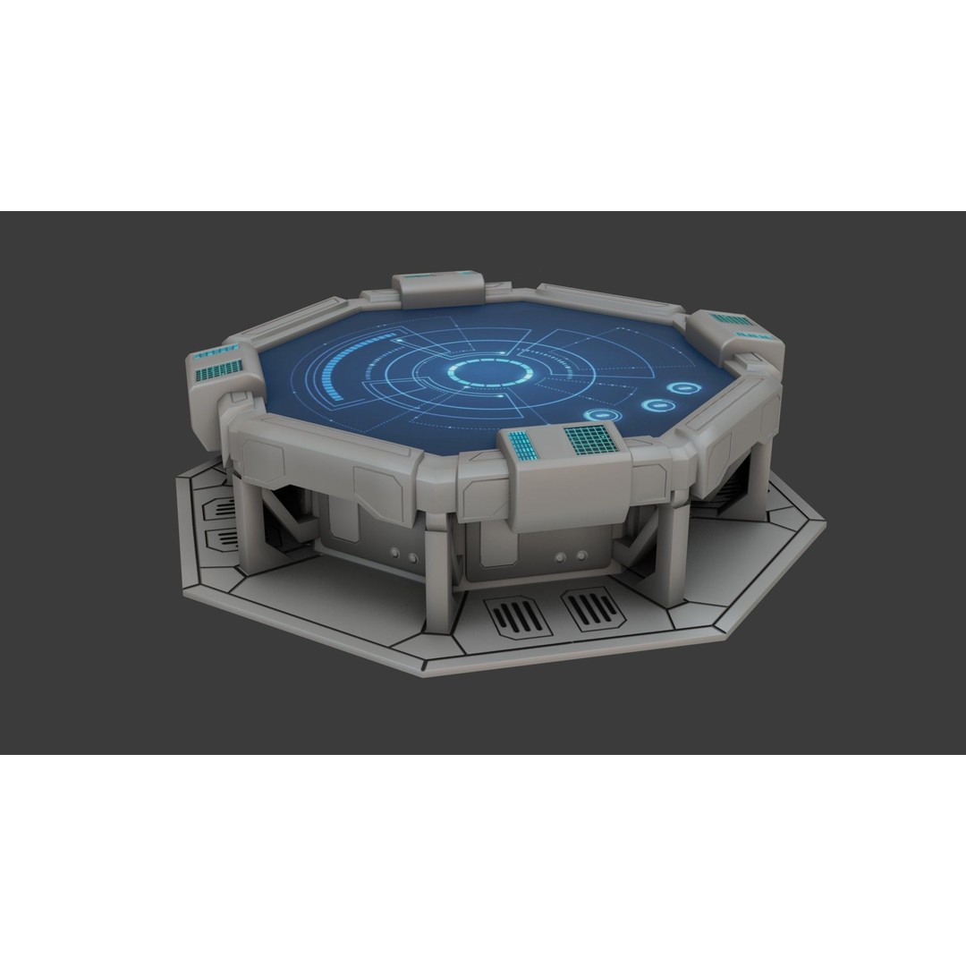 Sci-fi Work Bench 3D Model – Low Poly PBR Game Asset, Blender, FBX - View 4