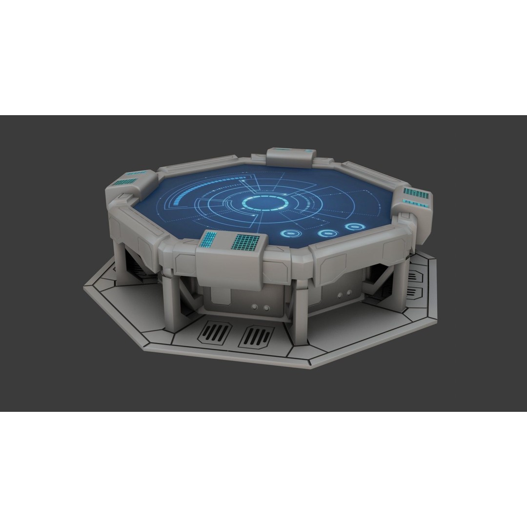 Sci-fi Work Bench 3D Model – Low Poly PBR Game Asset, Blender, FBX - View 6