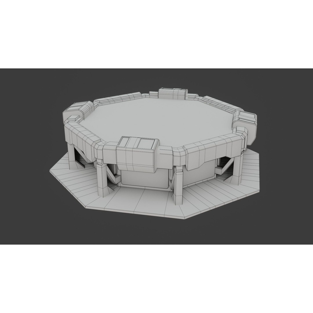 Sci-fi Work Bench 3D Model – Low Poly PBR Game Asset, Blender, FBX - View 7