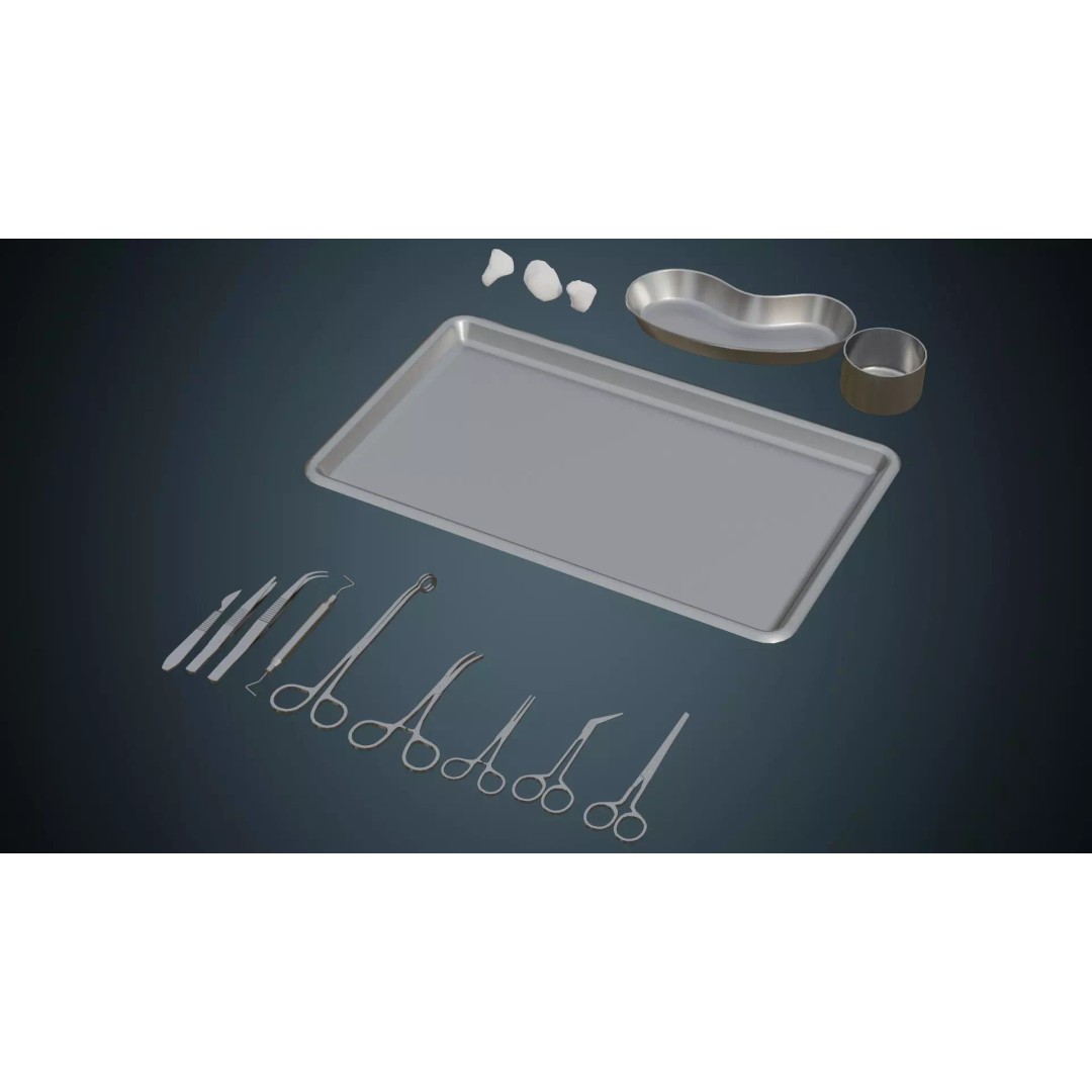 Medical Instruments 3D Model – Low-Poly Medical Tools for Games, FBX, OBJ - View 2