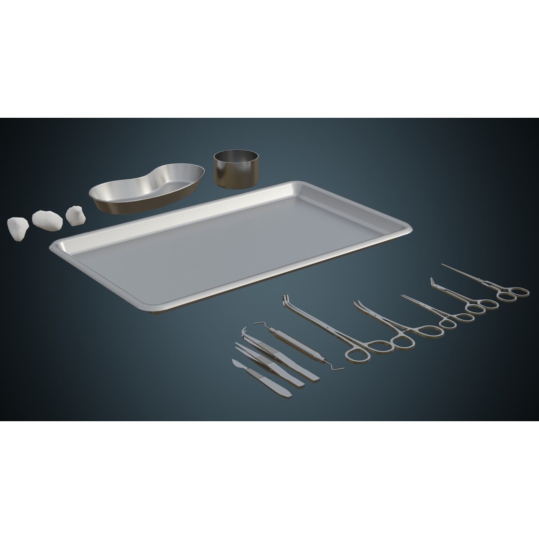 Medical Instruments 3D Model – Low-Poly Medical Tools for Games, FBX, OBJ - View 3