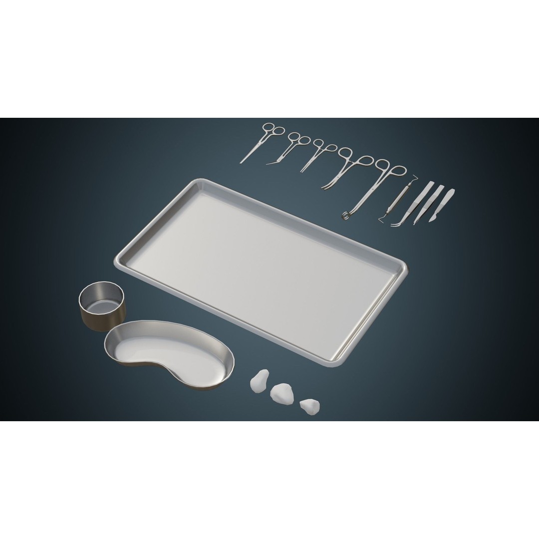 Medical Instruments 3D Model – Low-Poly Medical Tools for Games, FBX, OBJ - View 4