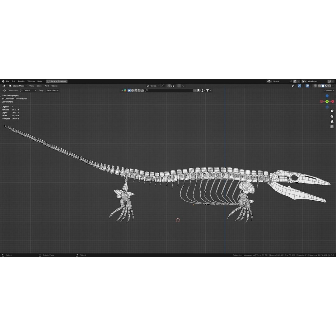 Mosasaurus 3D Model – Realistic Low-Poly Fossil for Animation