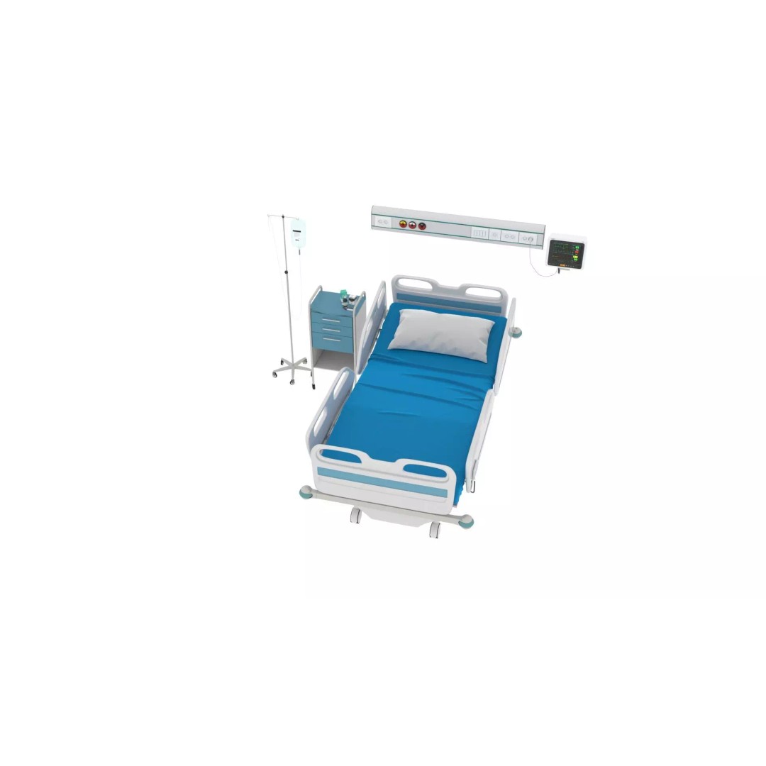 Electrical Five Function Bed 3D Model – Modern Medical Furniture, FBX - View 15