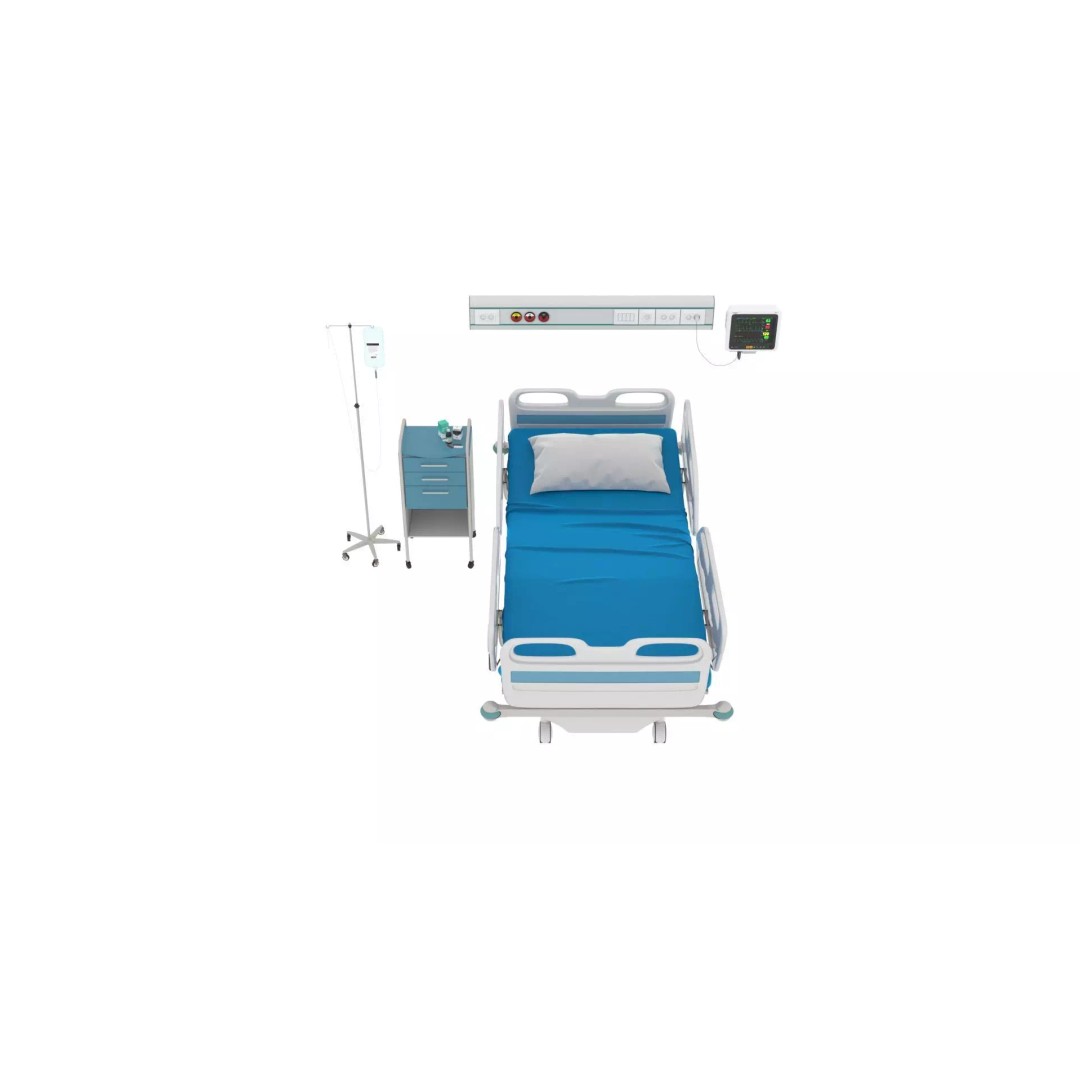 Electrical Five Function Bed 3D Model – Modern Medical Furniture, FBX - View 16