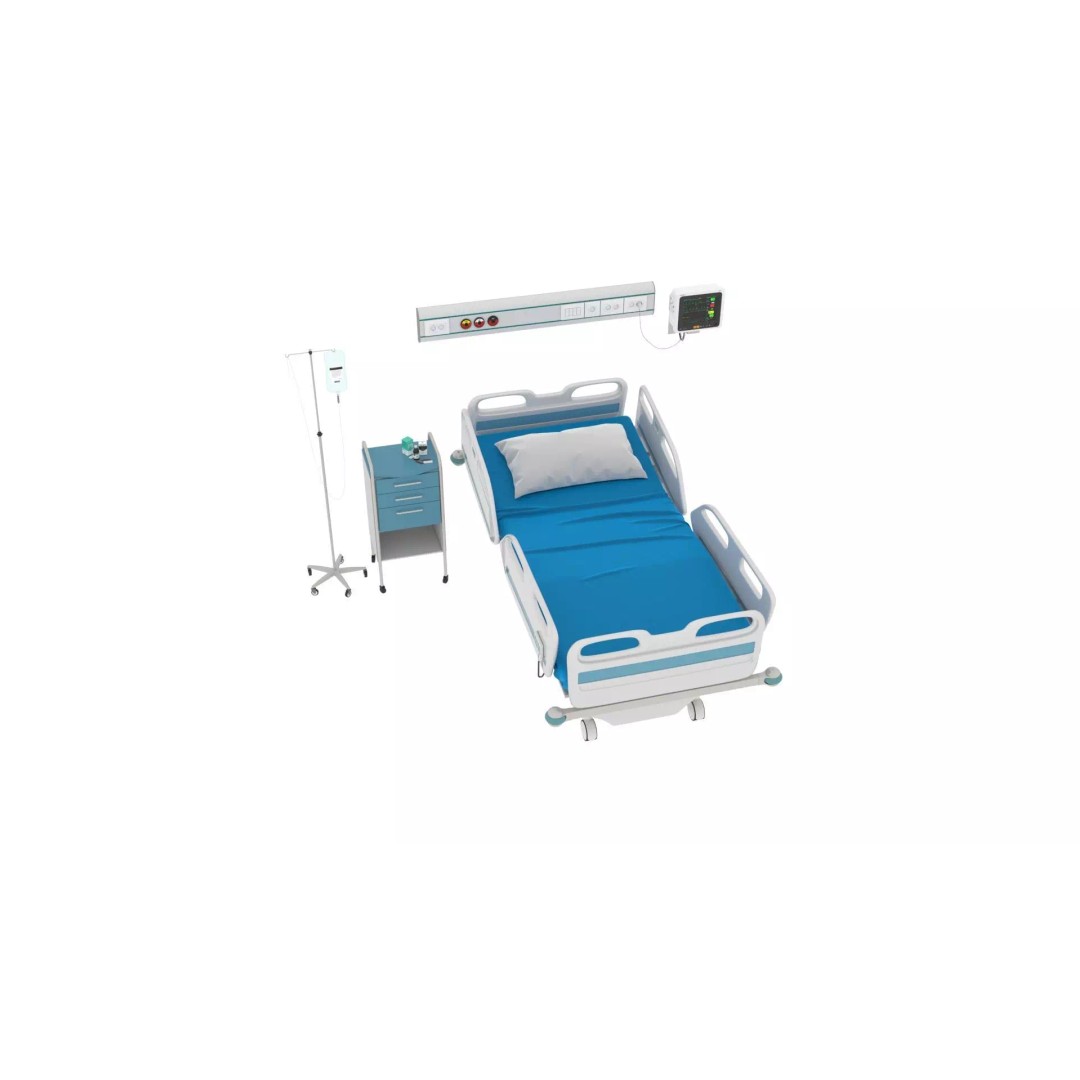 Electrical Five Function Bed 3D Model – Modern Medical Furniture, FBX - View 17