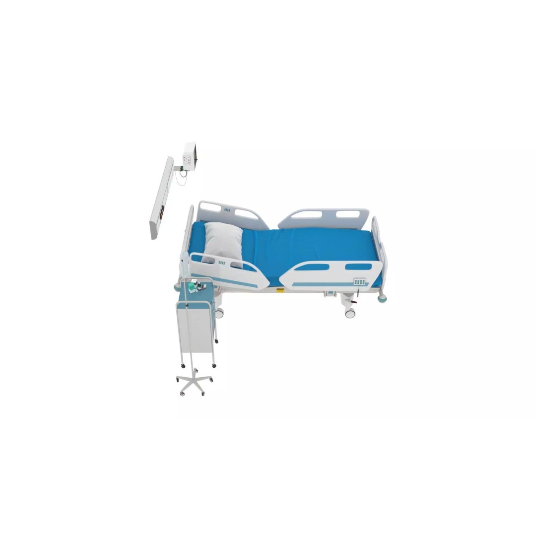 Electrical Five Function Bed 3D Model – Modern Medical Furniture, FBX - View 4