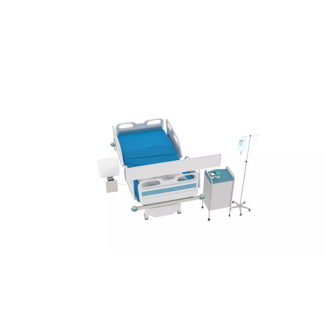 Electrical Five Function Bed 3D Model – Modern Medical Furniture, FBX - View 9