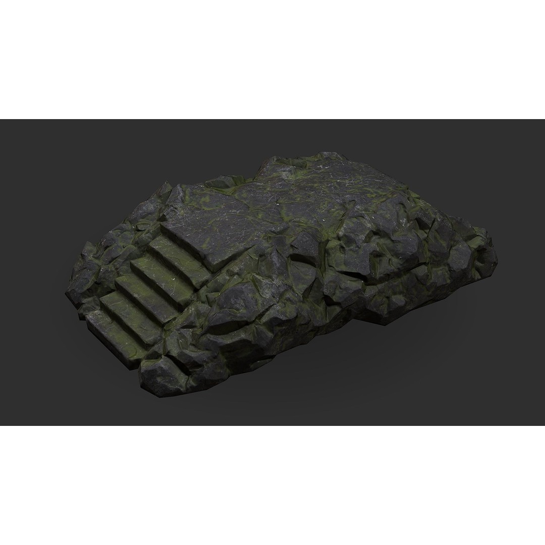 Stone Staircase 3D Model – Low Poly PBR Game Asset, FBX, OBJ - View 11