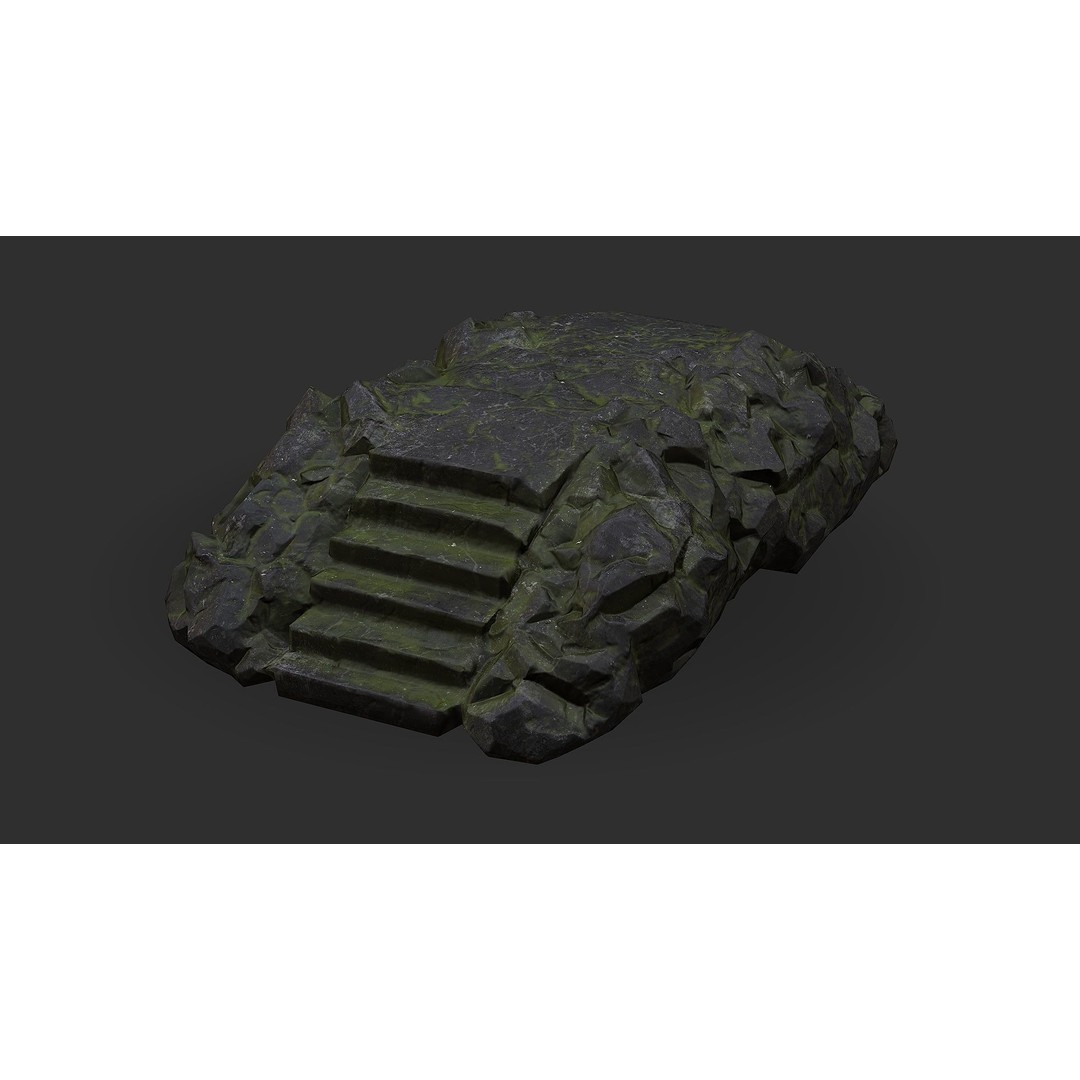 Stone Staircase 3D Model – Low Poly PBR Game Asset, FBX, OBJ - View 12