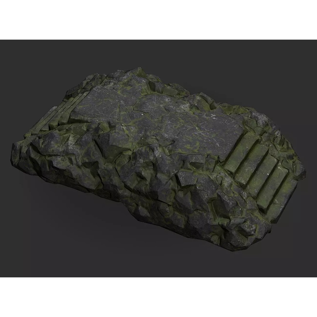 Stone Staircase 3D Model – Low Poly PBR Game Asset, FBX, OBJ - View 2