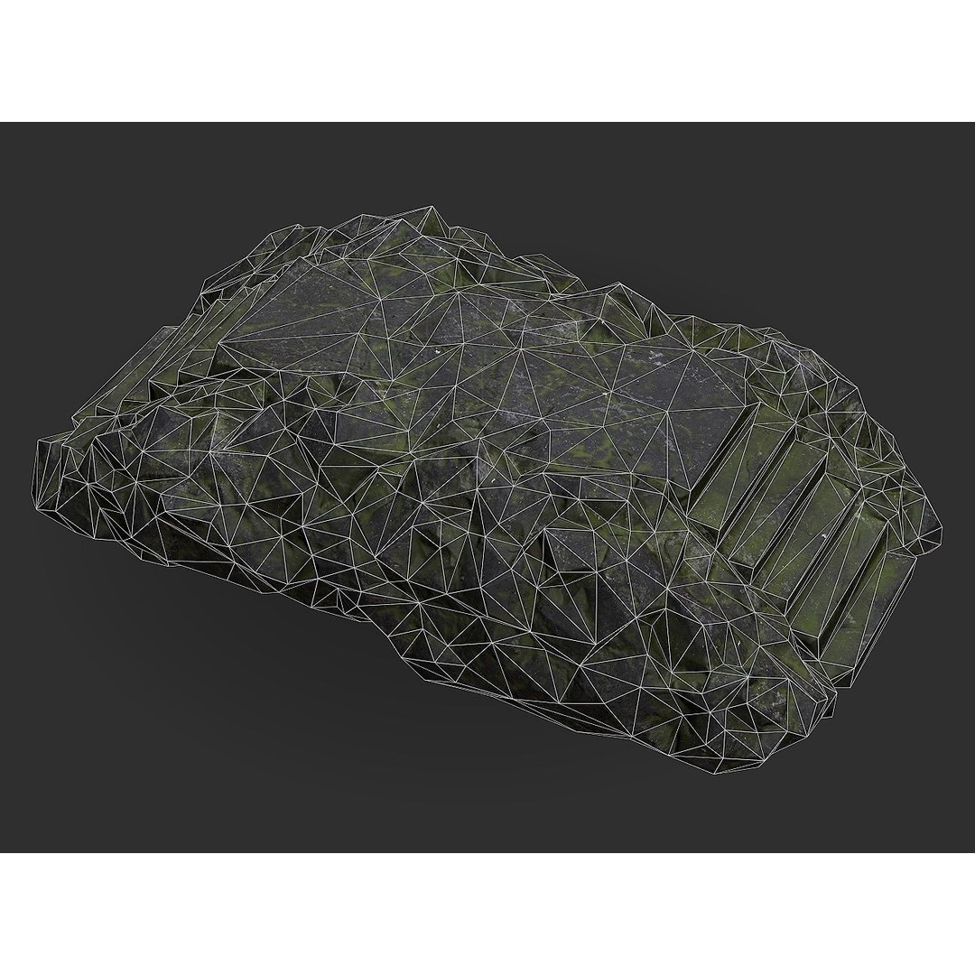 Stone Staircase 3D Model – Low Poly PBR Game Asset, FBX, OBJ - View 3