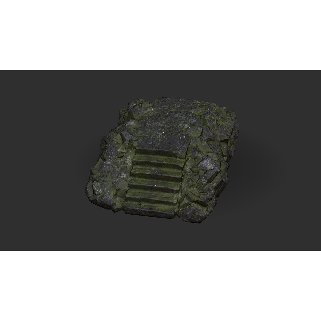 Stone Staircase 3D Model – Low Poly PBR Game Asset, FBX, OBJ - View 6