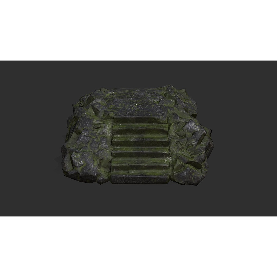 Stone Staircase 3D Model – Low Poly PBR Game Asset, FBX, OBJ - View 7