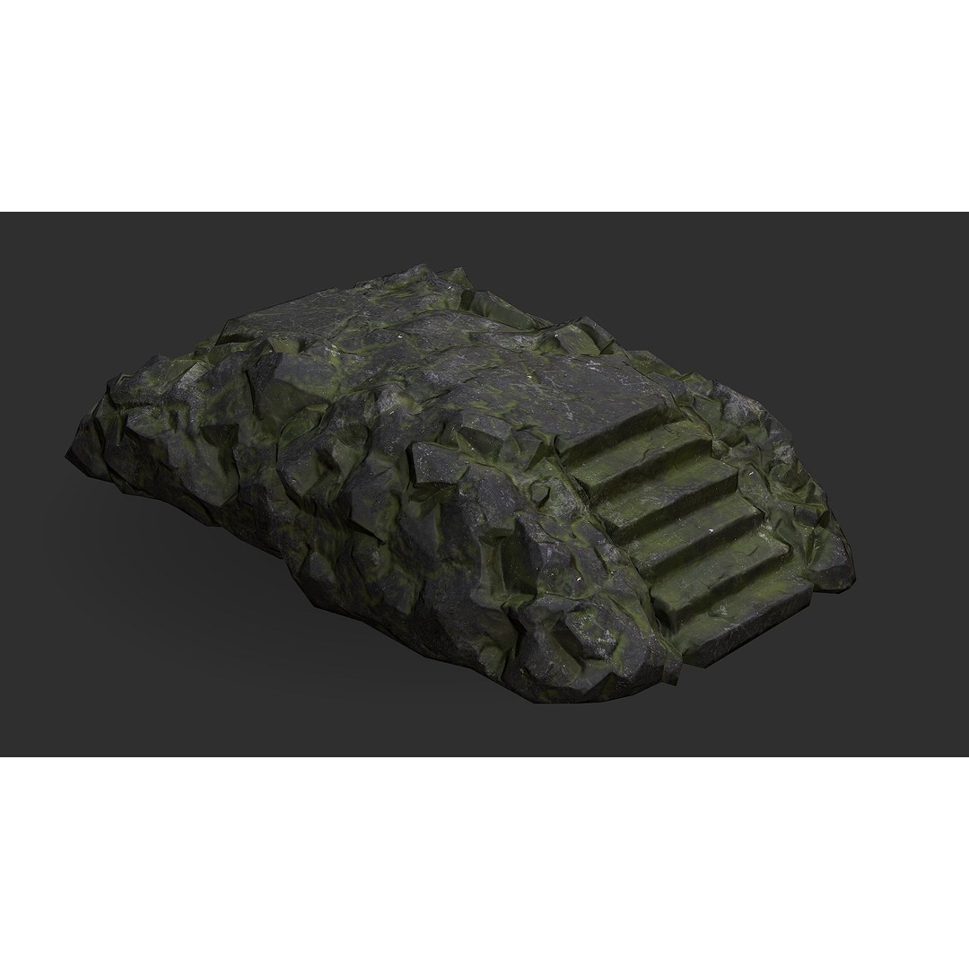 Stone Staircase 3D Model – Low Poly PBR Game Asset, FBX, OBJ - View 8