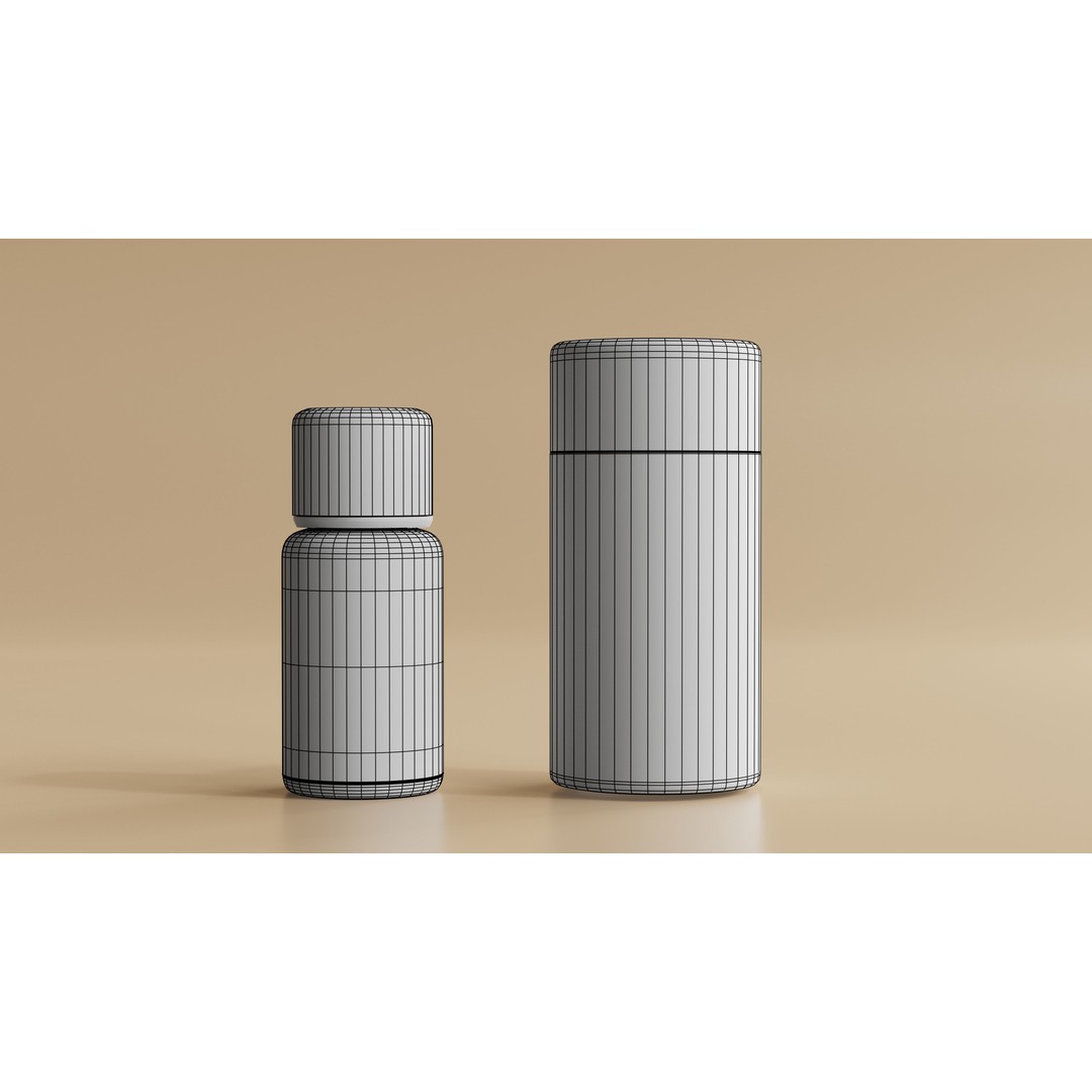 Amber Glass Cosmetic Bottle 3D Model – Low Poly Game Asset, FBX, OBJ