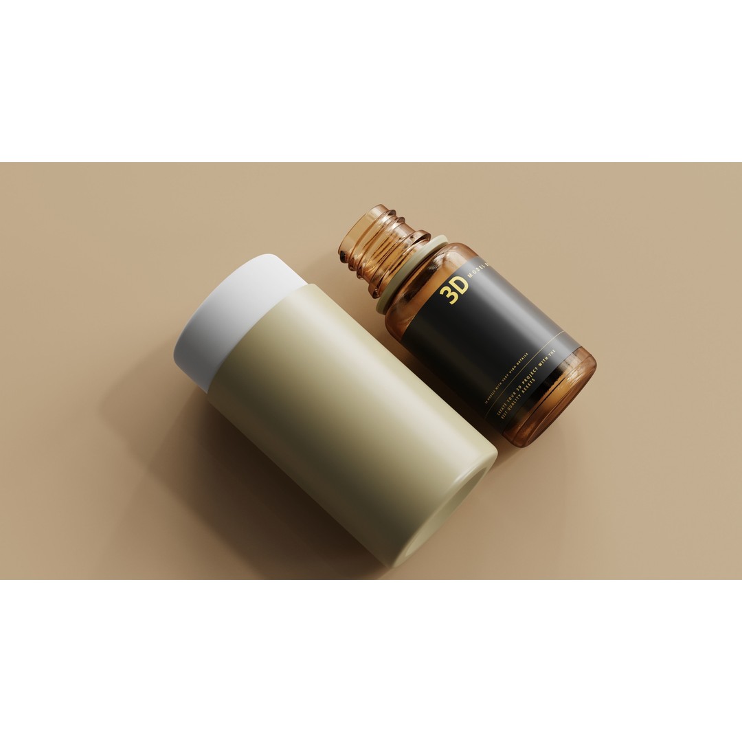 Amber Glass Cosmetic Bottle 3D Model – Low Poly Game Asset, FBX, OBJ - View 10