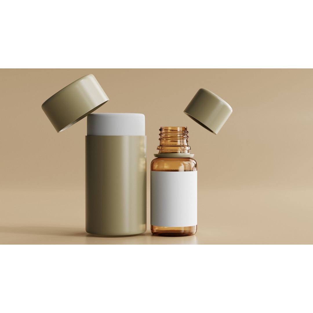 Amber Glass Cosmetic Bottle 3D Model – Low Poly Game Asset, FBX, OBJ - View 7