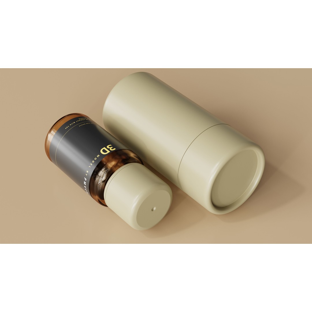 Amber Glass Cosmetic Bottle 3D Model – Low Poly Game Asset, FBX, OBJ - View 8