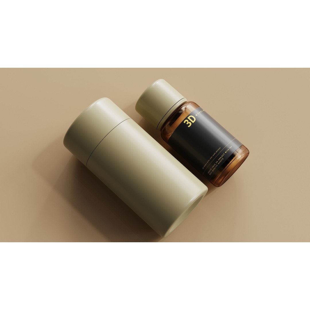 Amber Glass Cosmetic Bottle 3D Model – Low Poly Game Asset, FBX, OBJ - View 9