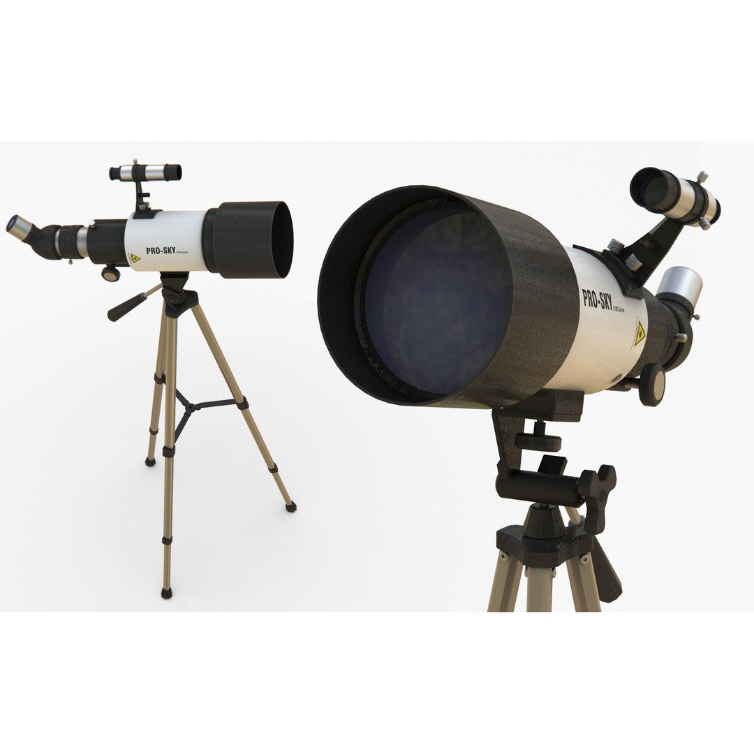 Modern Telescope 3D Model – Low Poly PBR Asset, FBX, Blender