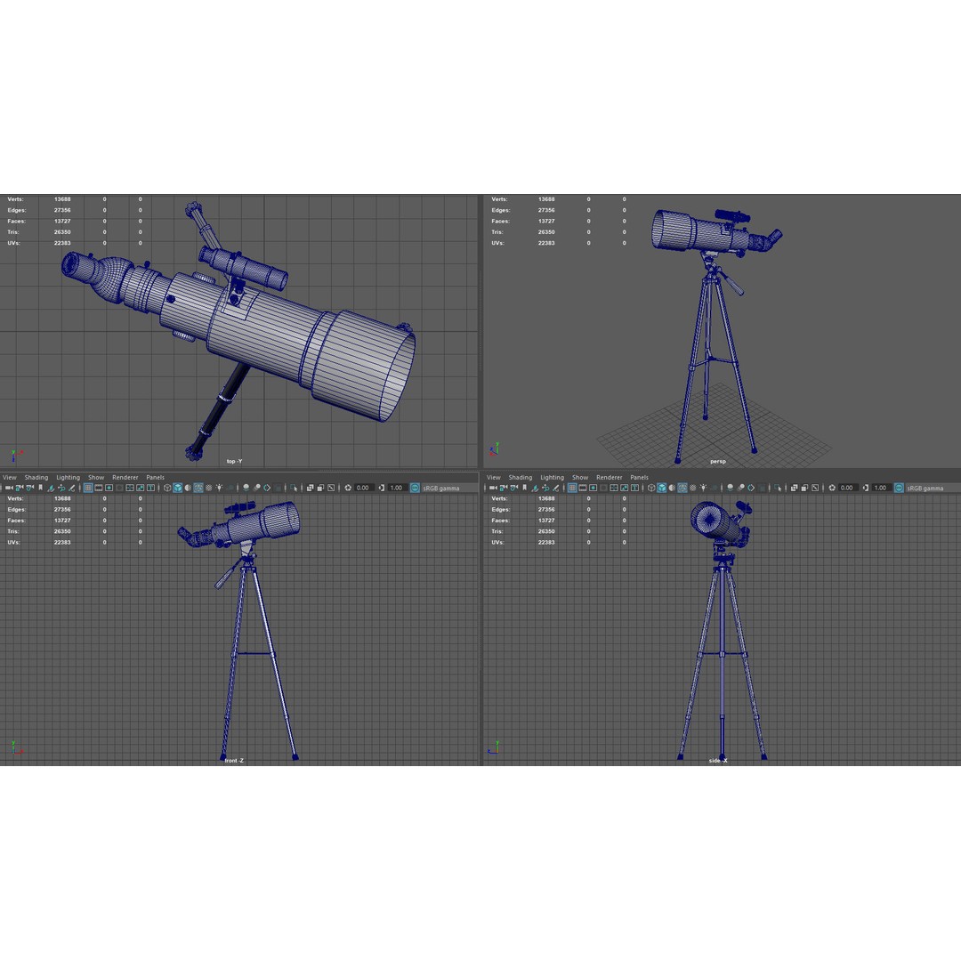 Modern Telescope 3D Model – Low Poly PBR Asset, FBX, Blender - View 10