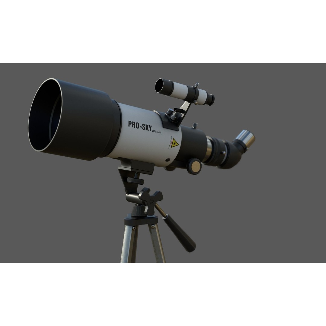 Modern Telescope 3D Model – Low Poly PBR Asset, FBX, Blender - View 12