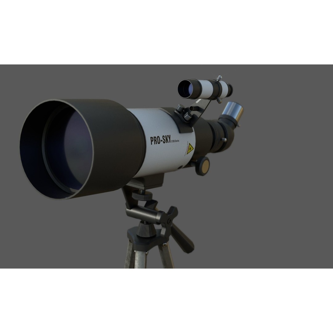Modern Telescope 3D Model – Low Poly PBR Asset, FBX, Blender - View 13