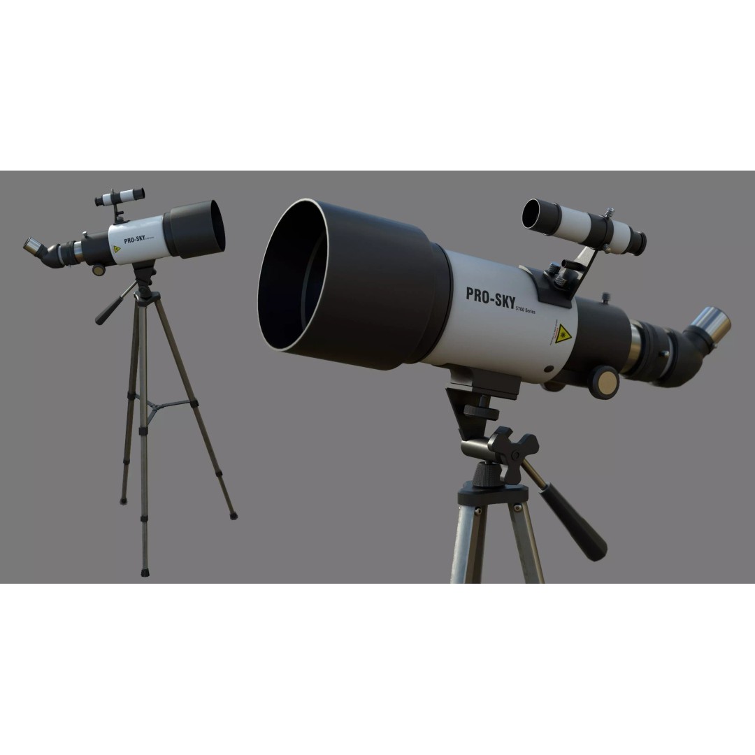 Modern Telescope 3D Model – Low Poly PBR Asset, FBX, Blender - View 2