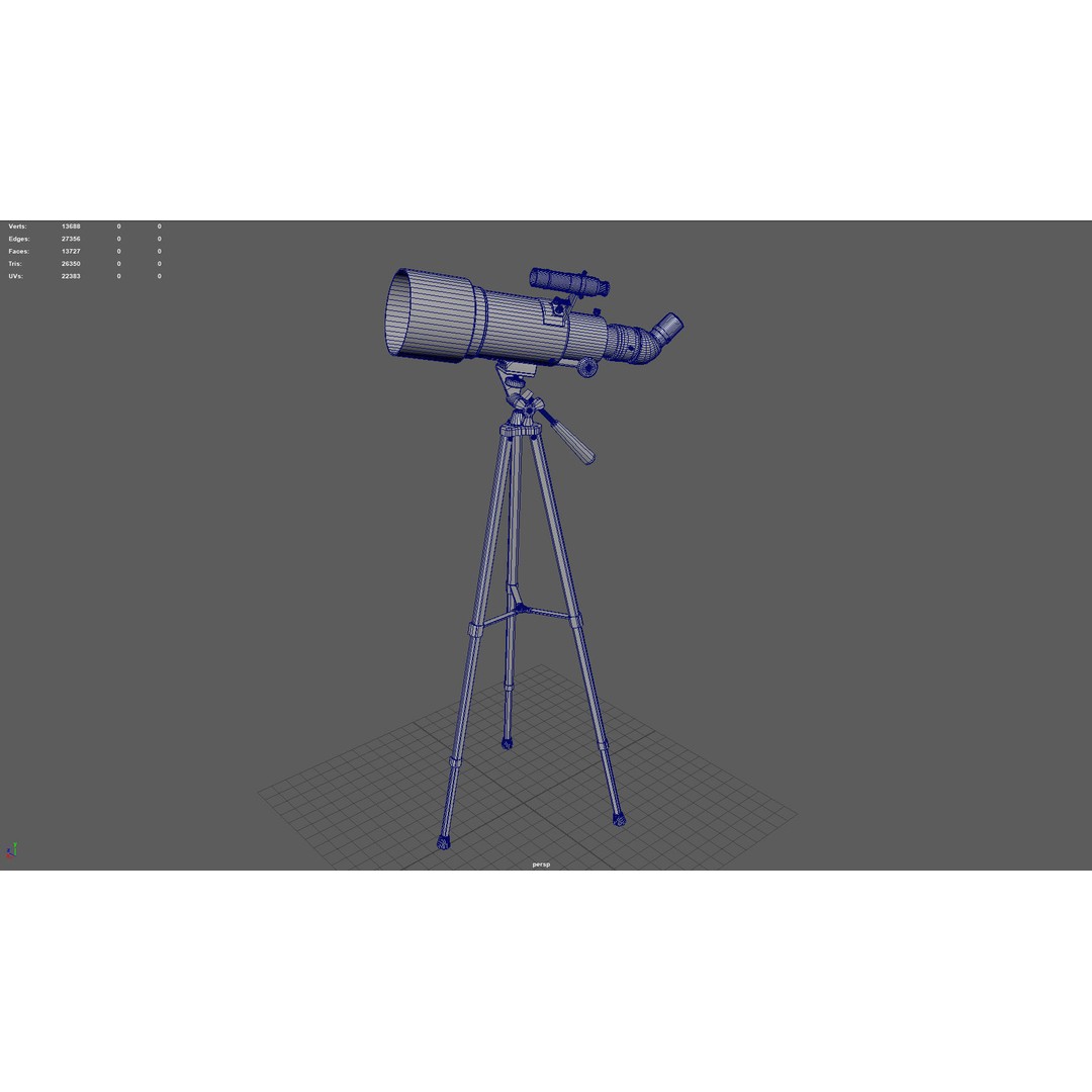 Modern Telescope 3D Model – Low Poly PBR Asset, FBX, Blender - View 7