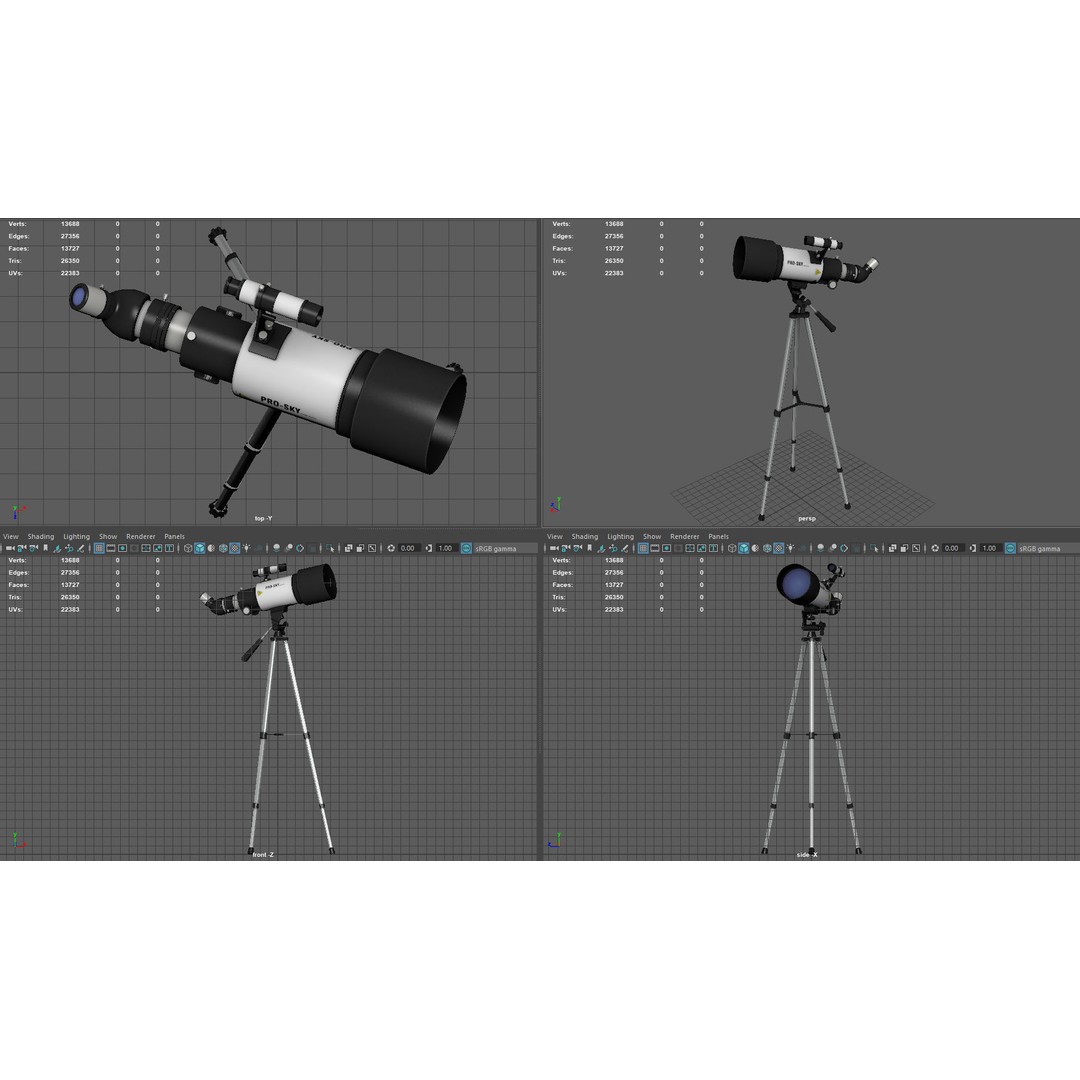Modern Telescope 3D Model – Low Poly PBR Asset, FBX, Blender - View 8