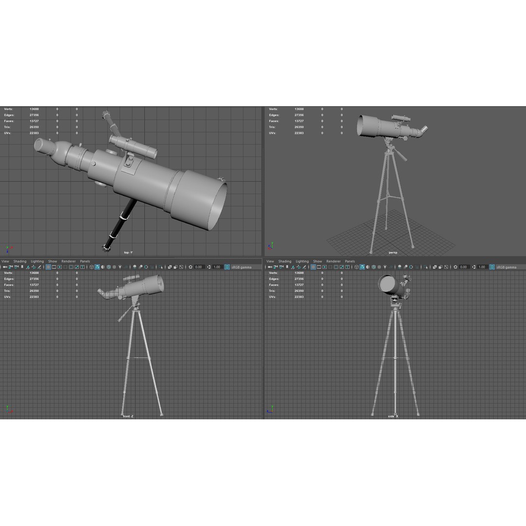 Modern Telescope 3D Model – Low Poly PBR Asset, FBX, Blender - View 9
