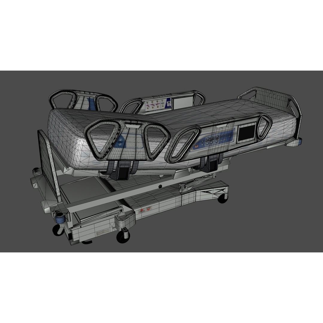 Hospital Bed 3D Model – Low Poly PBR Medical Asset, FBX - View 14