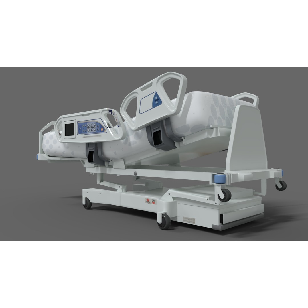 Hospital Bed 3D Model – Low Poly PBR Medical Asset, FBX - View 4