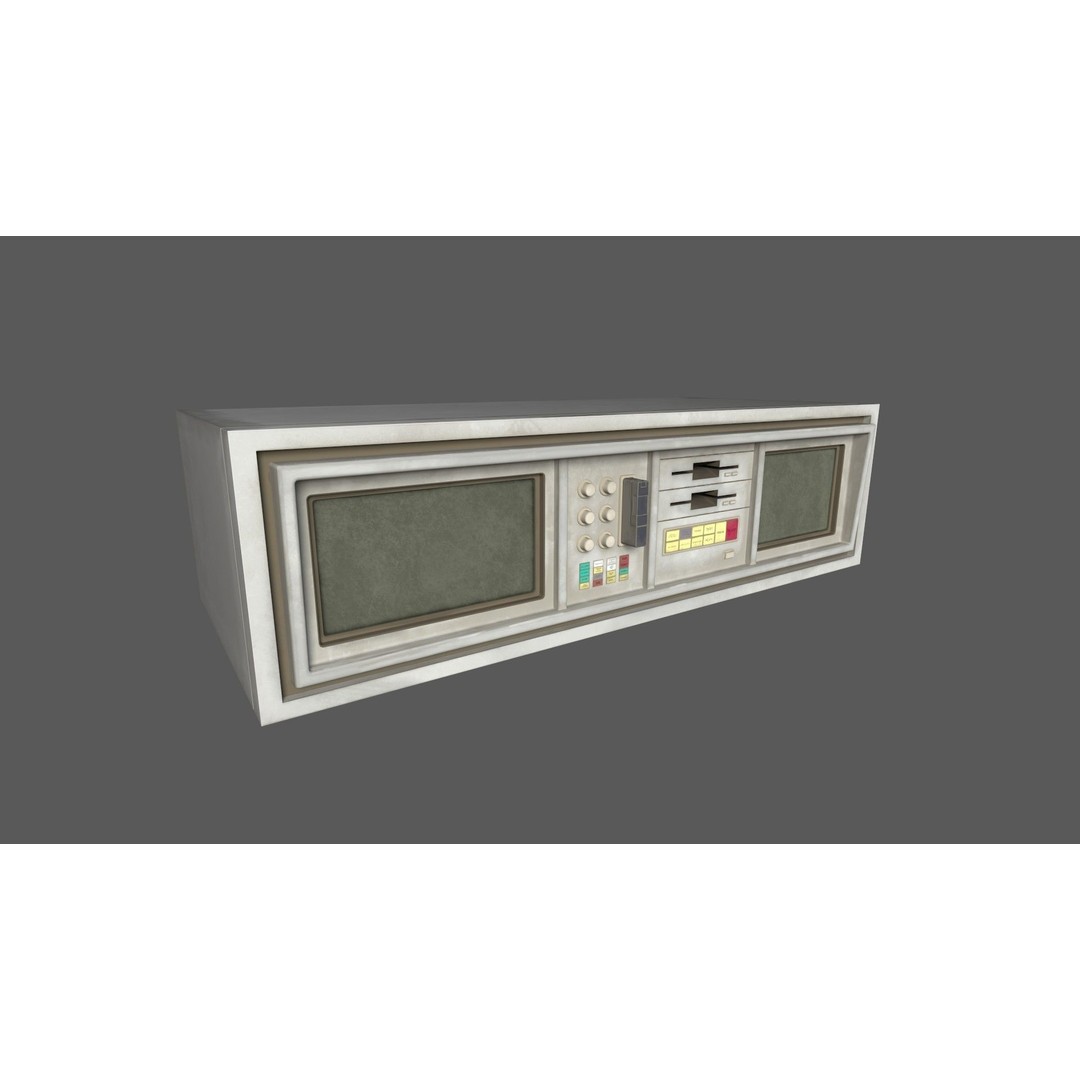Small Retro Computer Console 3D Model – Low Poly PBR Asset, FBX, OBJ - View 11