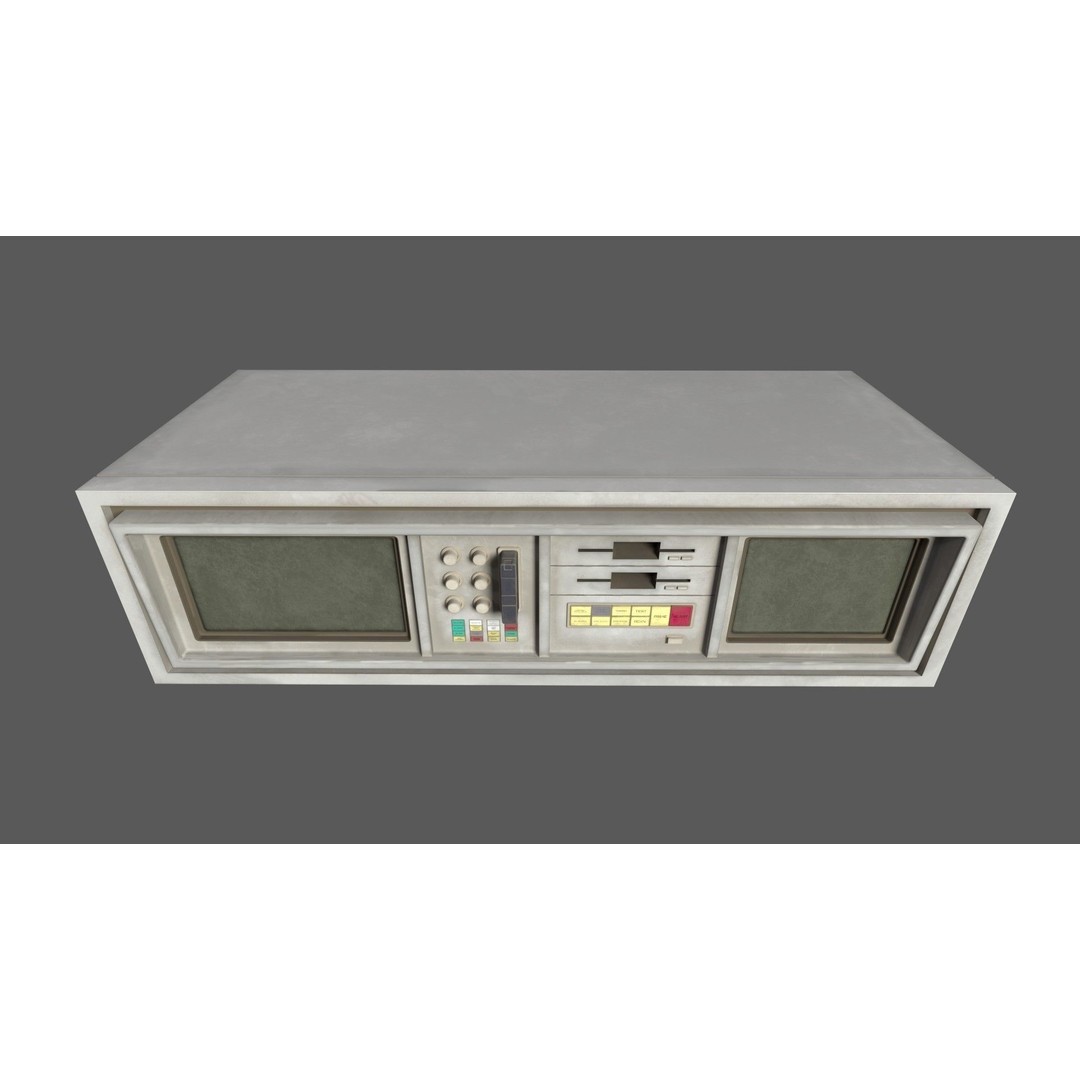 Small Retro Computer Console 3D Model – Low Poly PBR Asset, FBX, OBJ - View 13