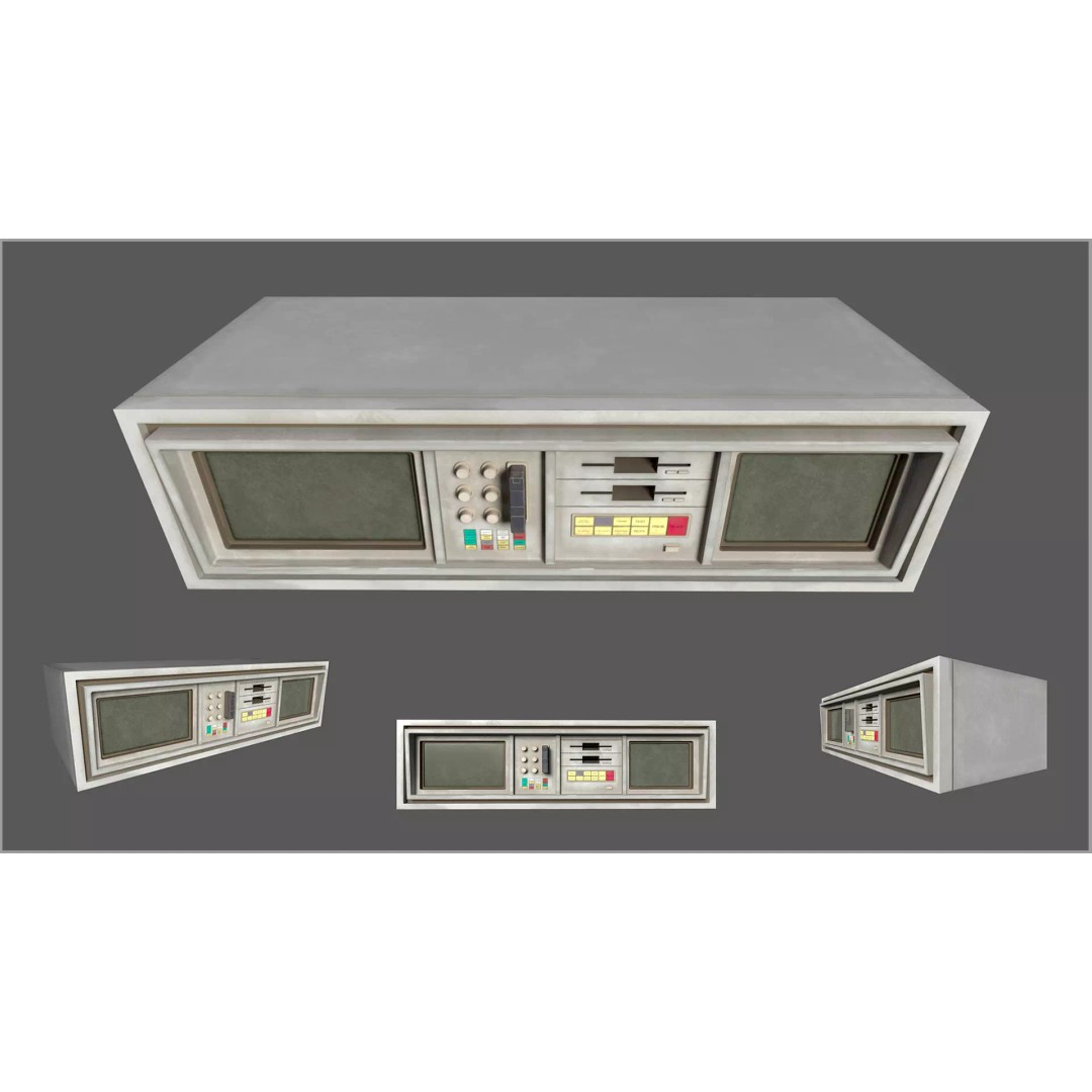 Small Retro Computer Console 3D Model – Low Poly PBR Asset, FBX, OBJ - View 2