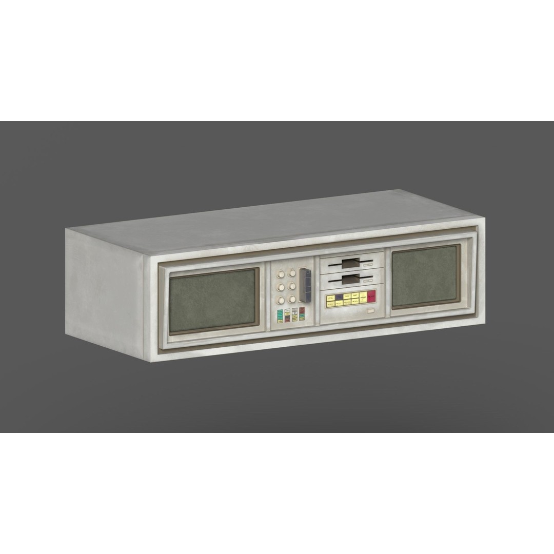 Small Retro Computer Console 3D Model – Low Poly PBR Asset, FBX, OBJ - View 6