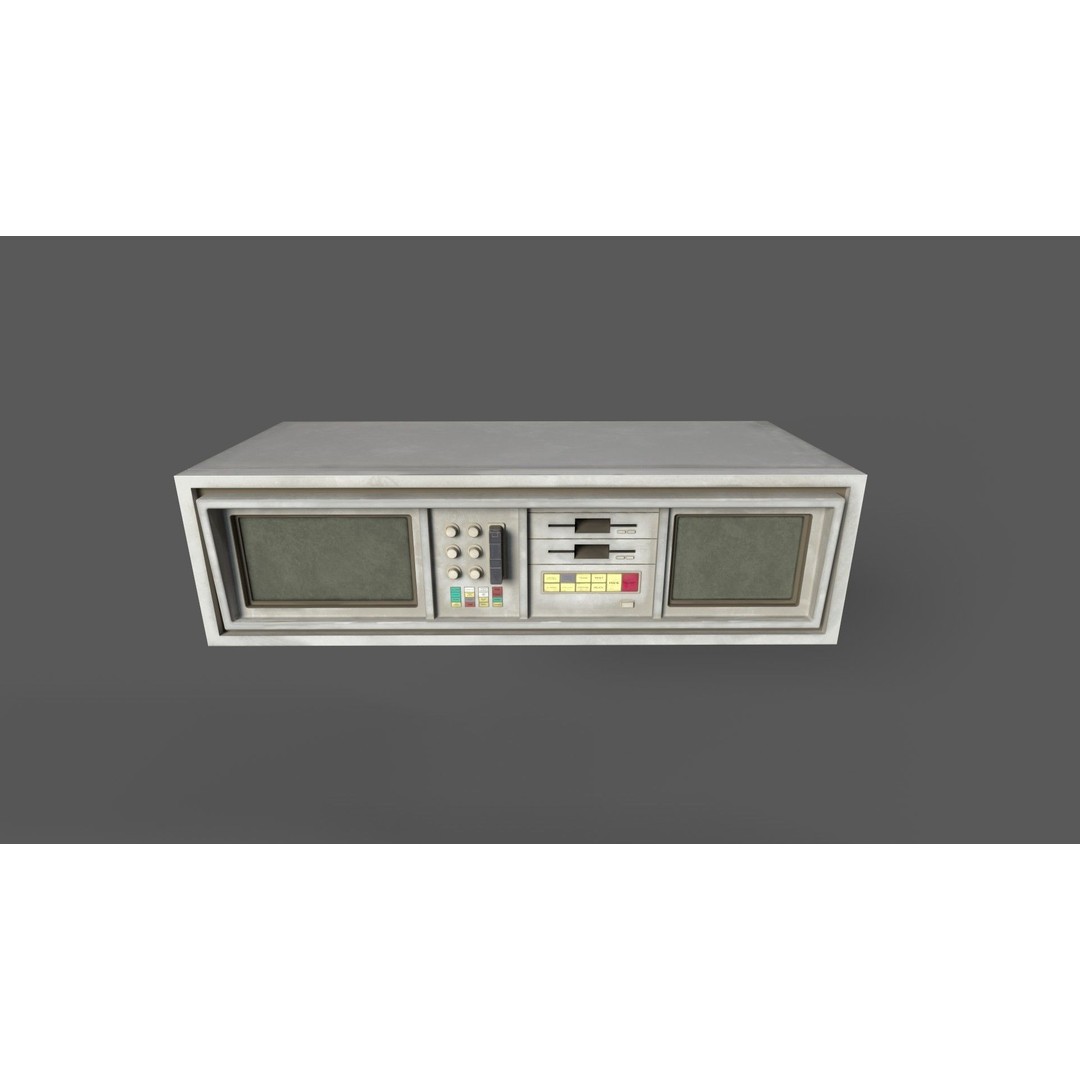Small Retro Computer Console 3D Model – Low Poly PBR Asset, FBX, OBJ - View 7