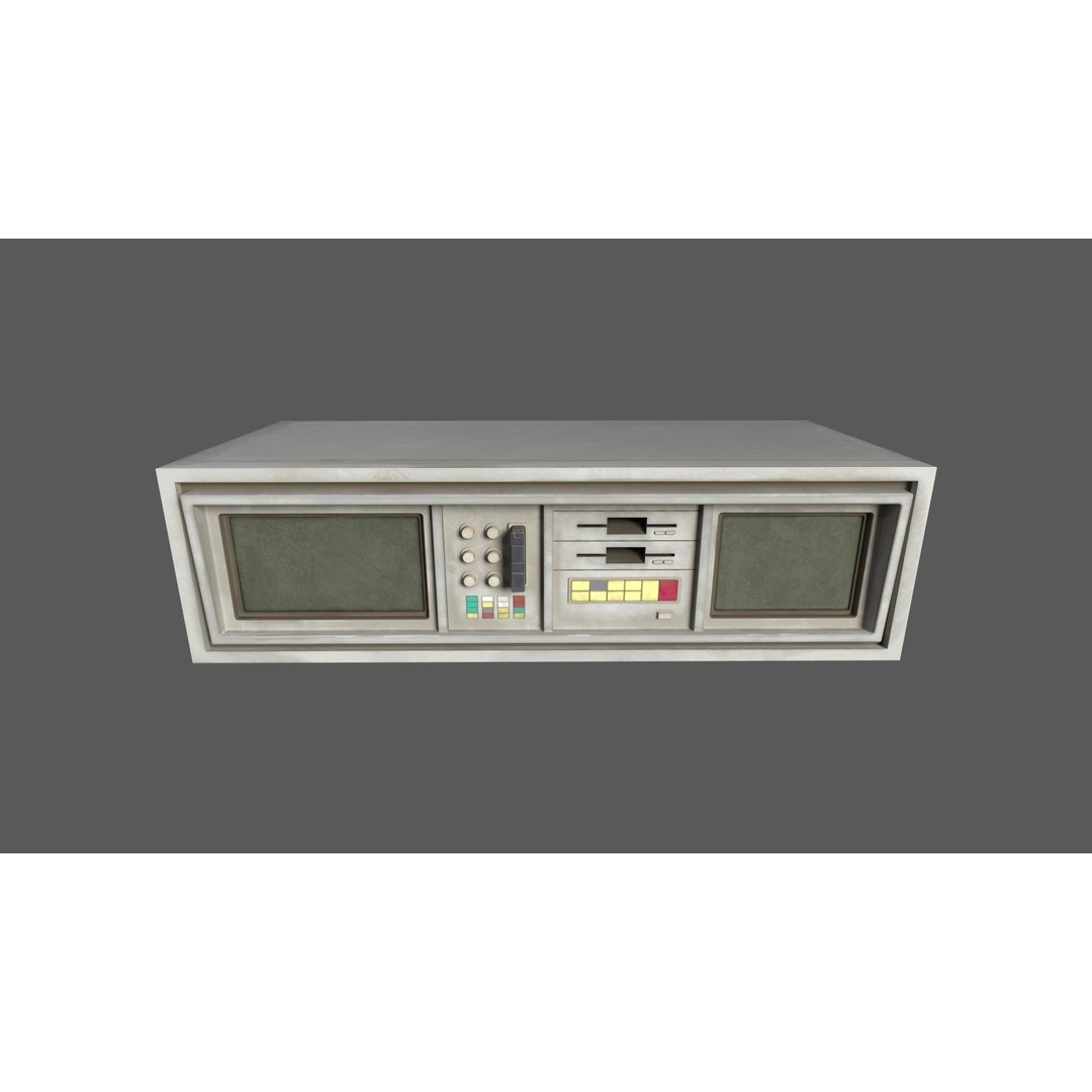 Small Retro Computer Console 3D Model – Low Poly PBR Asset, FBX, OBJ - View 8