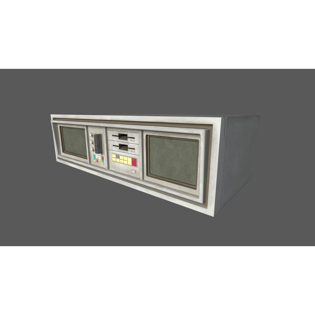 Small Retro Computer Console 3D Model – Low Poly PBR Asset, FBX, OBJ - View 9
