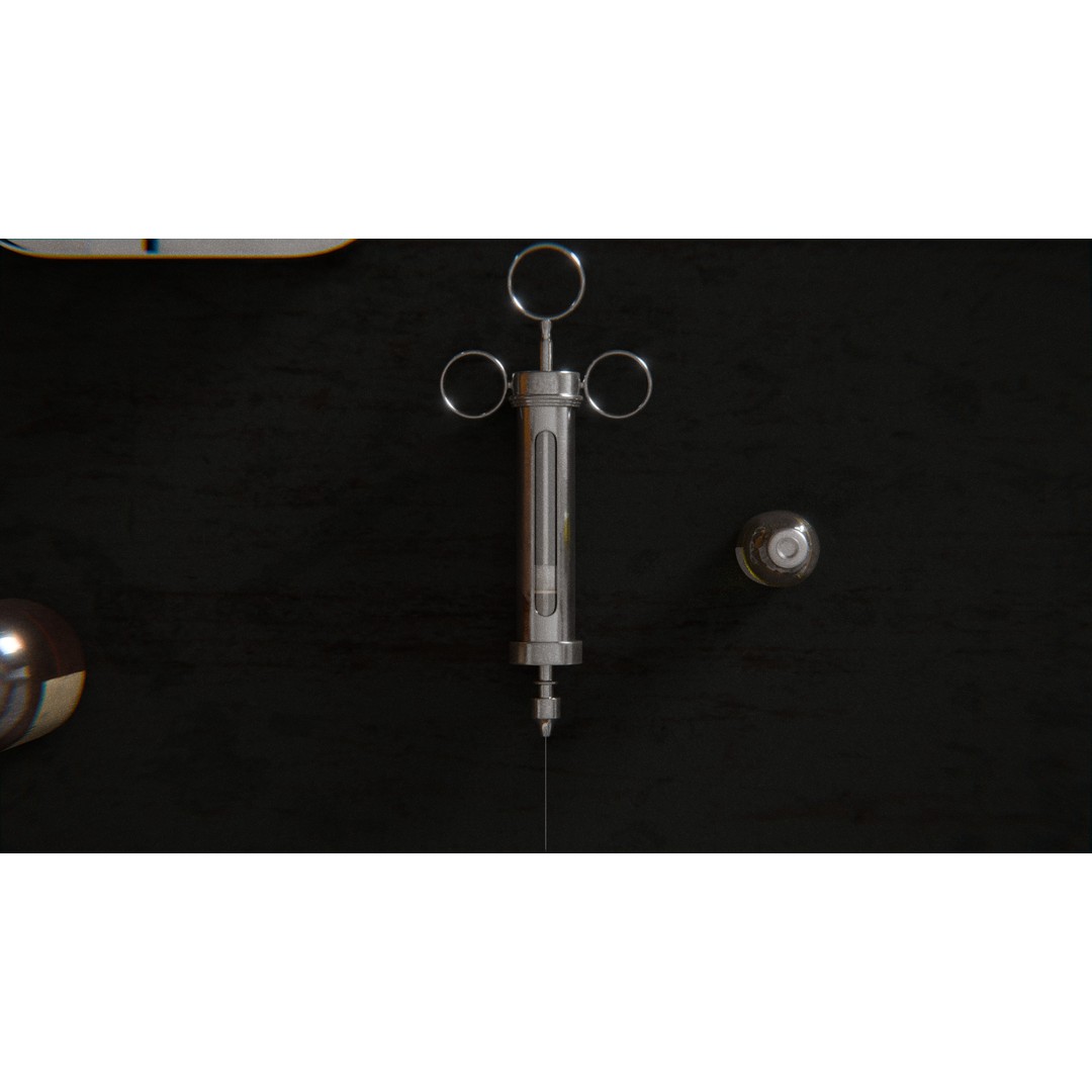 Old Syringe 3D Model – Vintage Medical Scene, PBR Textures, FBX - View 10
