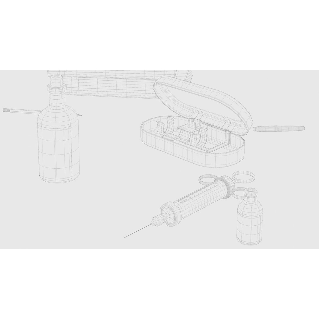 Old Syringe 3D Model – Vintage Medical Scene, PBR Textures, FBX - View 13