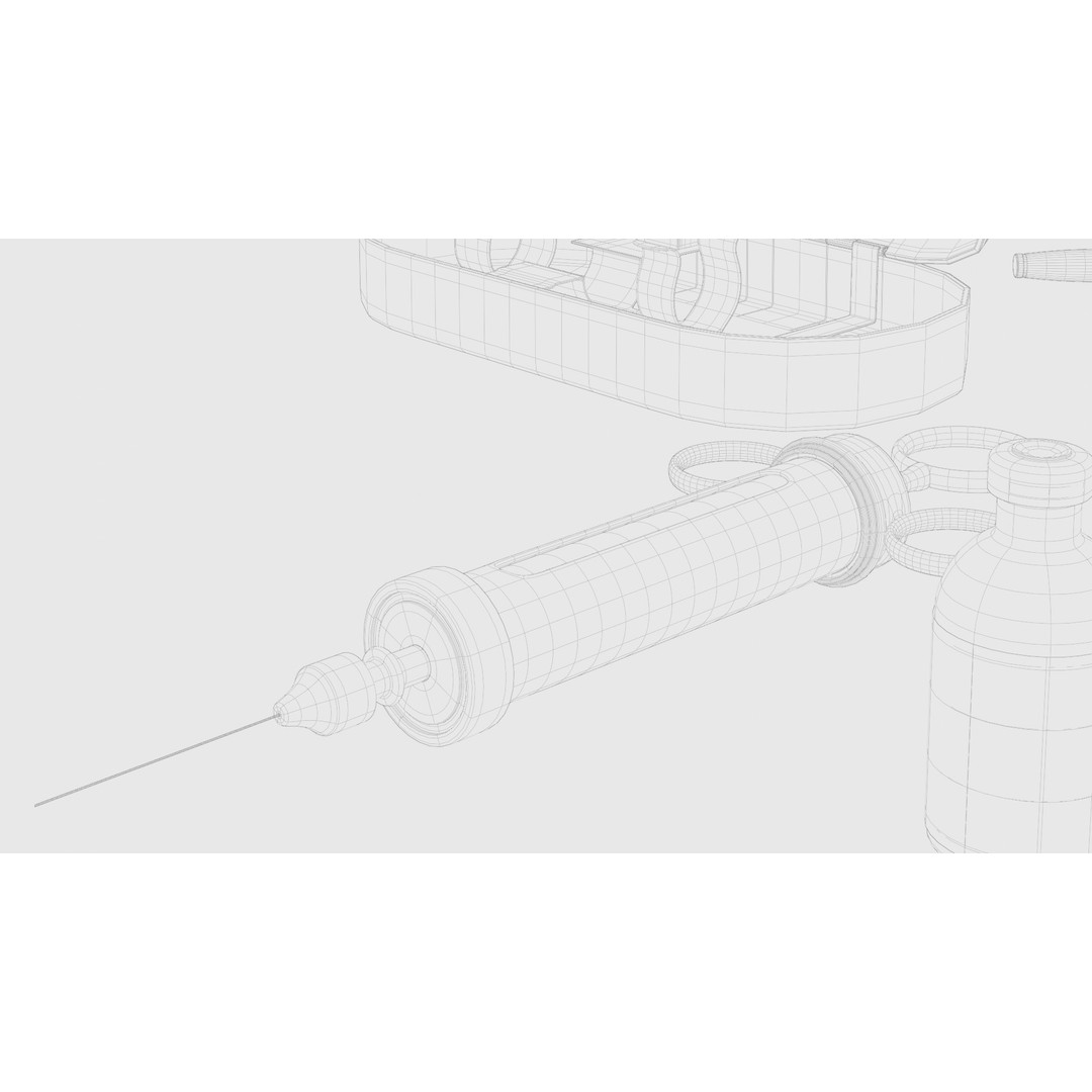 Old Syringe 3D Model – Vintage Medical Scene, PBR Textures, FBX - View 14