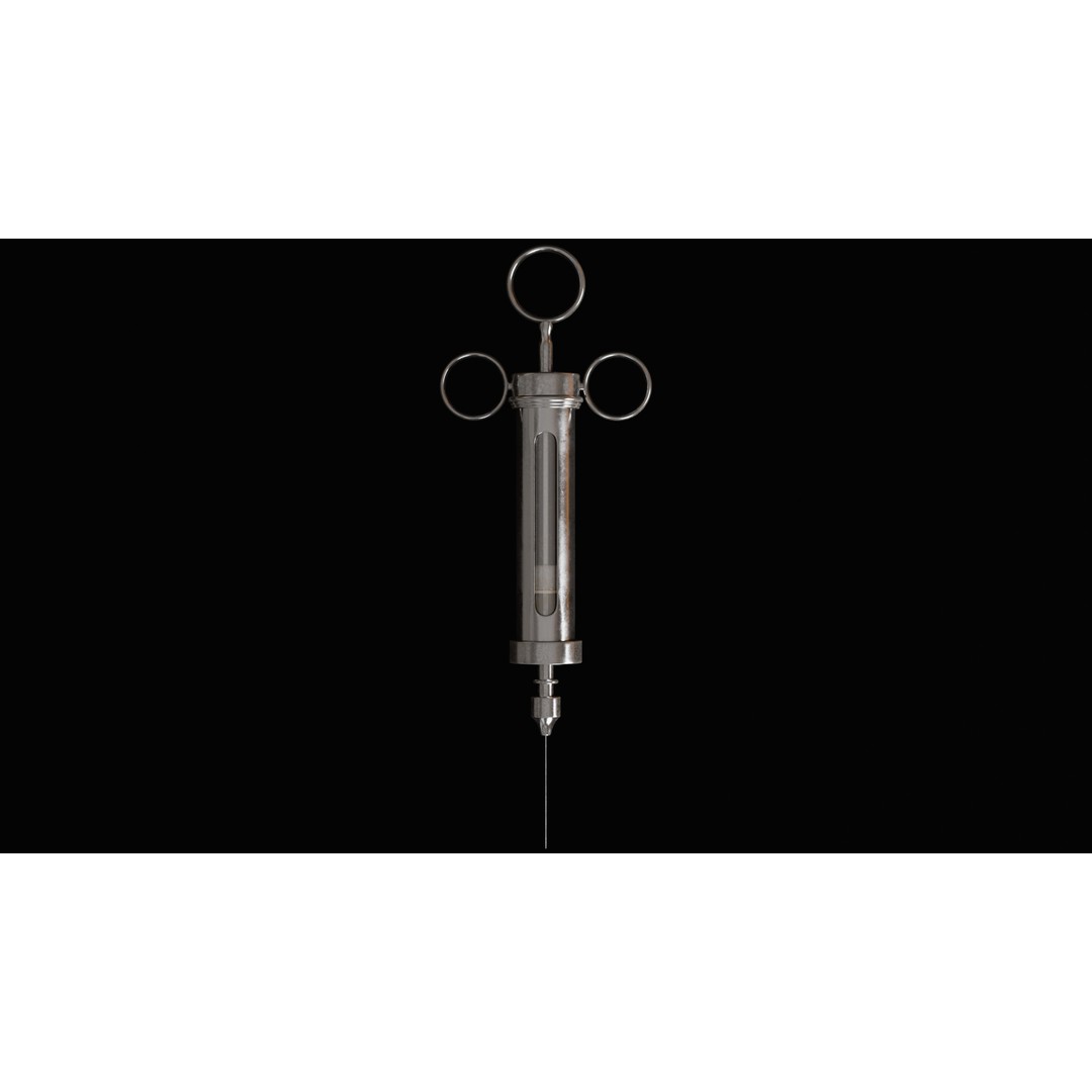 Old Syringe 3D Model – Vintage Medical Scene, PBR Textures, FBX - View 7