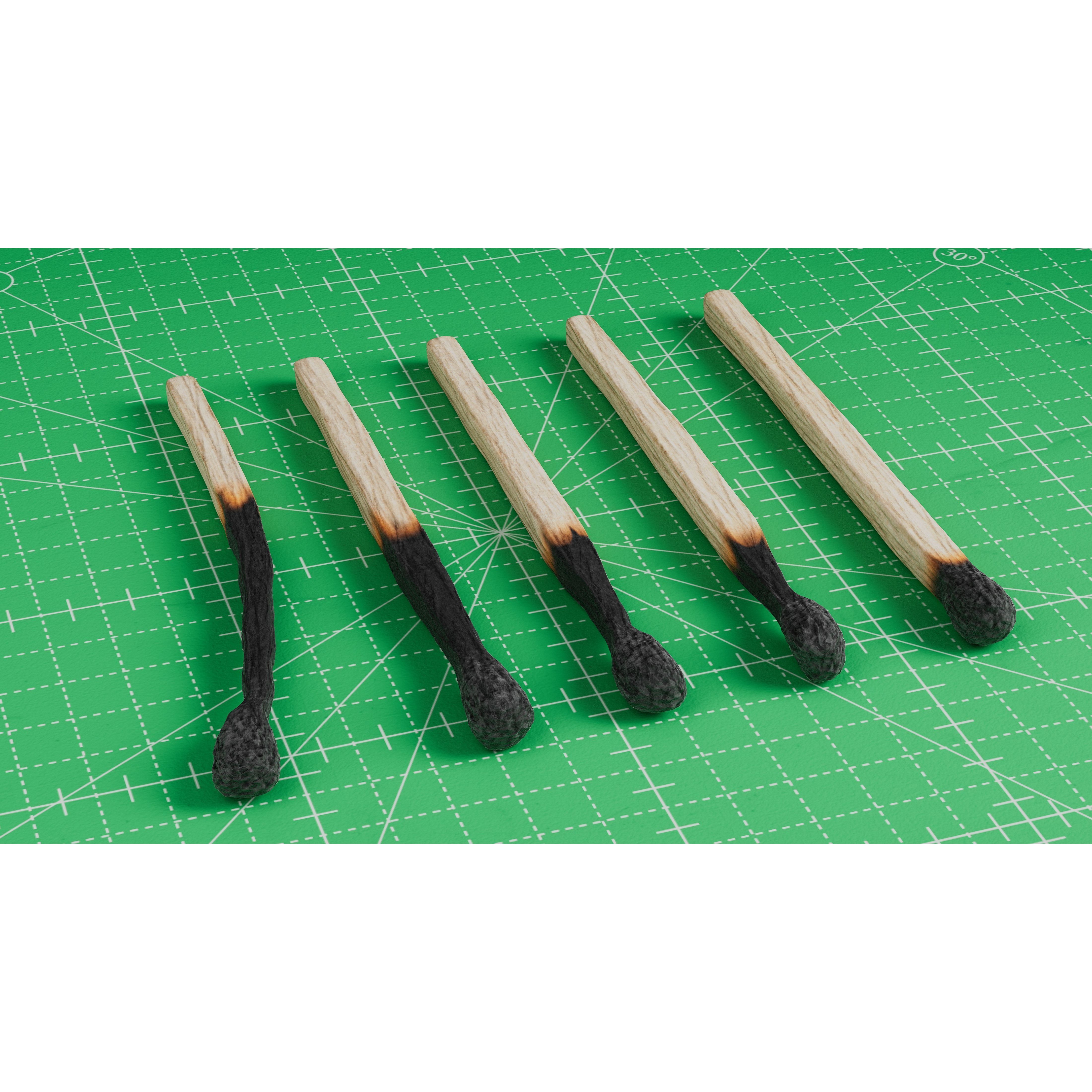 Burned Safety Matches - PBR Game-Ready 3D Model - View 10