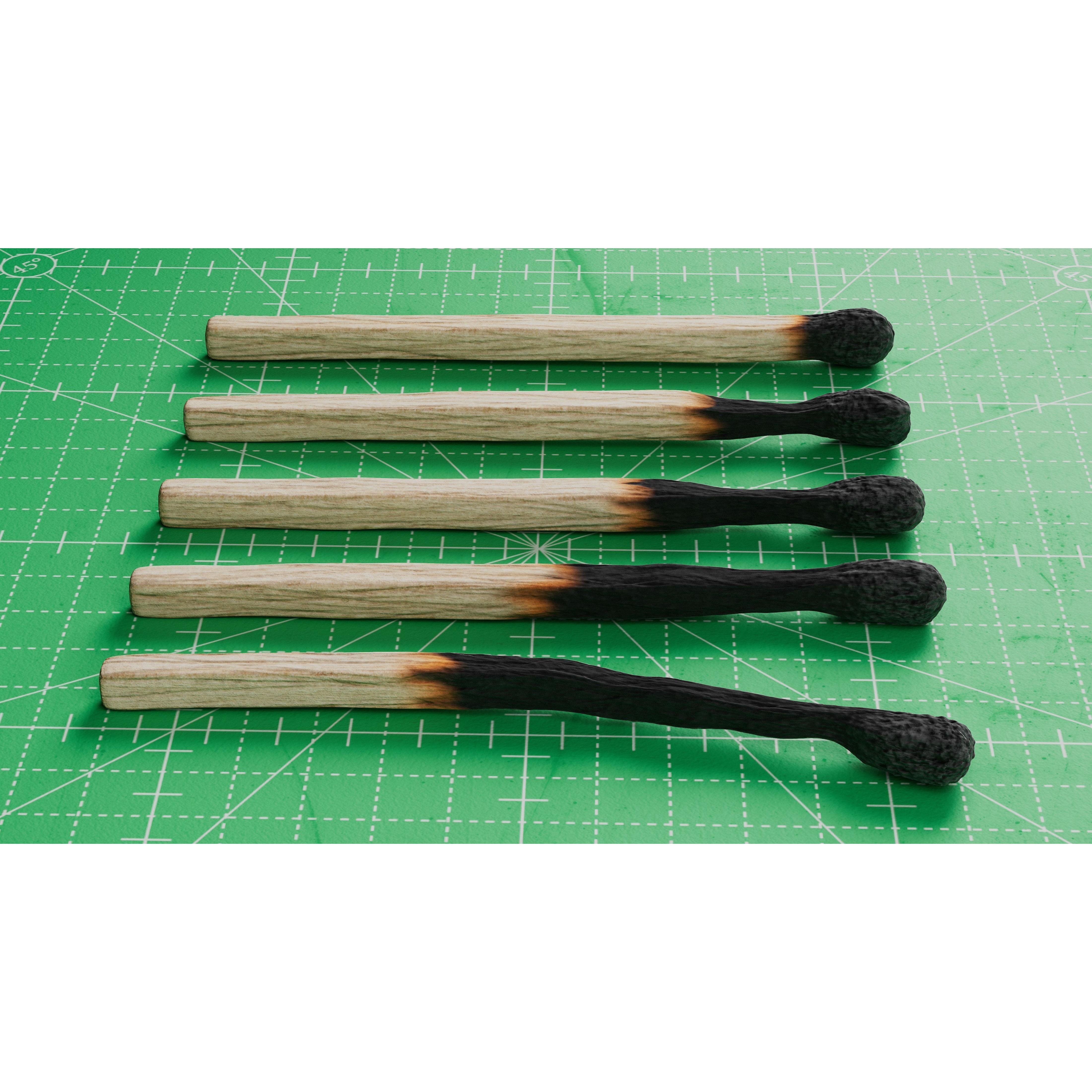 Burned Safety Matches - PBR Game-Ready 3D Model - View 11