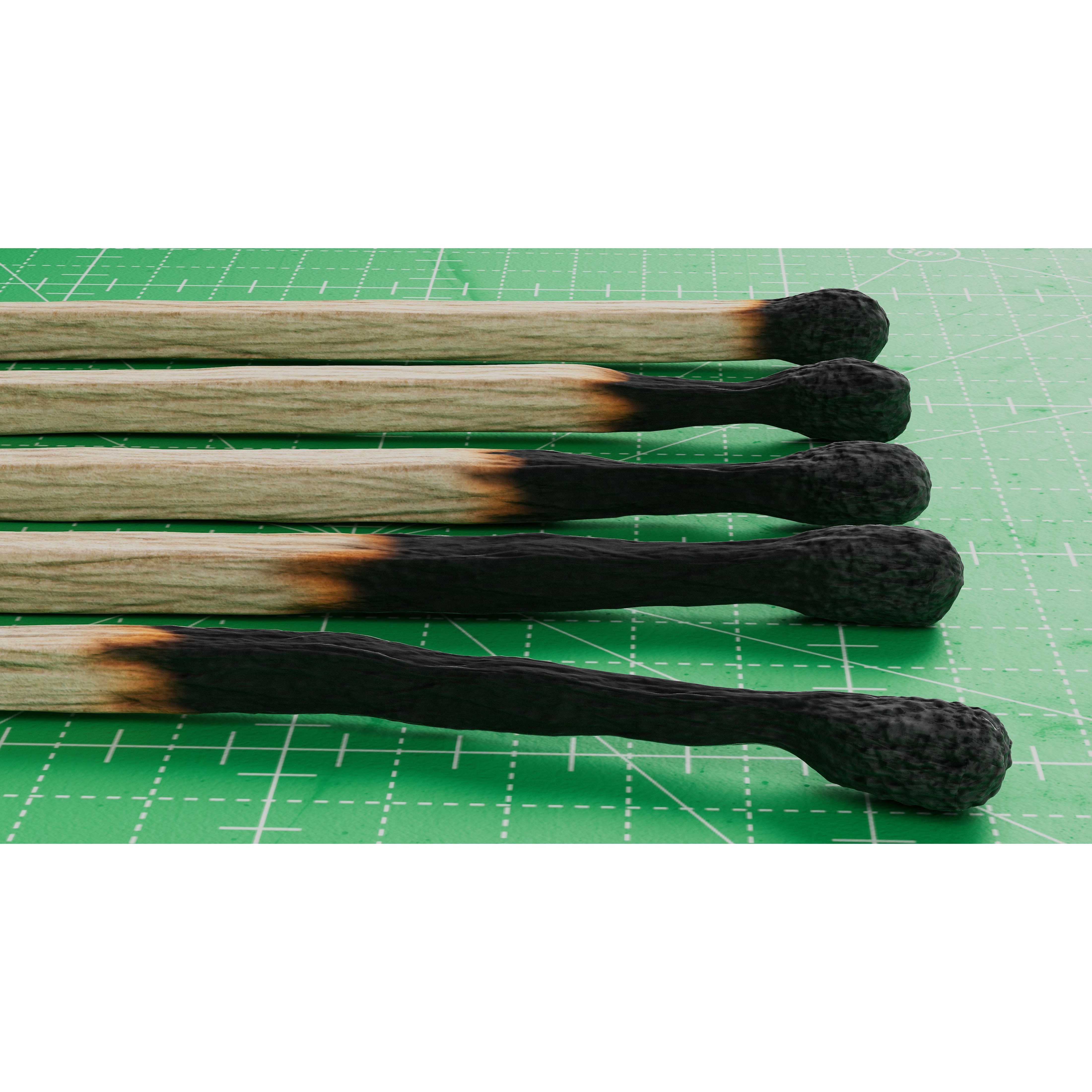 Burned Safety Matches - PBR Game-Ready 3D Model - View 12