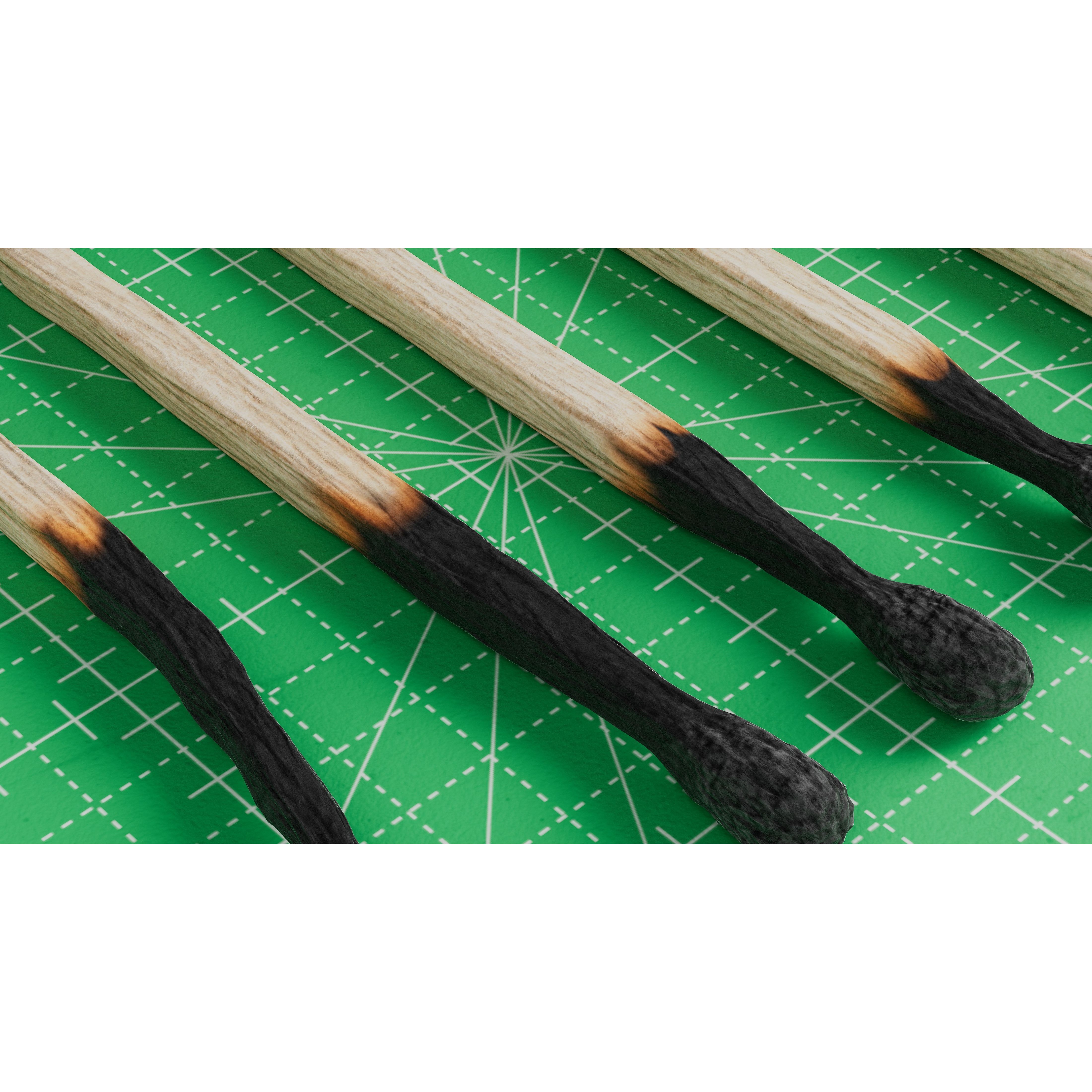 Burned Safety Matches - PBR Game-Ready 3D Model - View 13